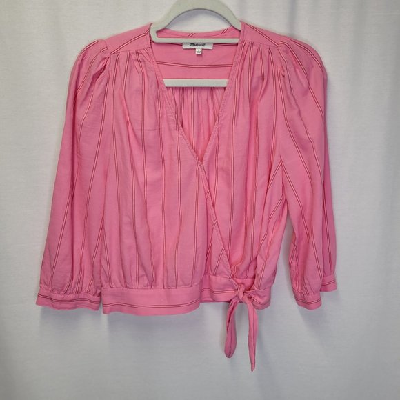 Madewell Tops - Madewell Women's Small Shirt Top Crop Wrap Pink Striped